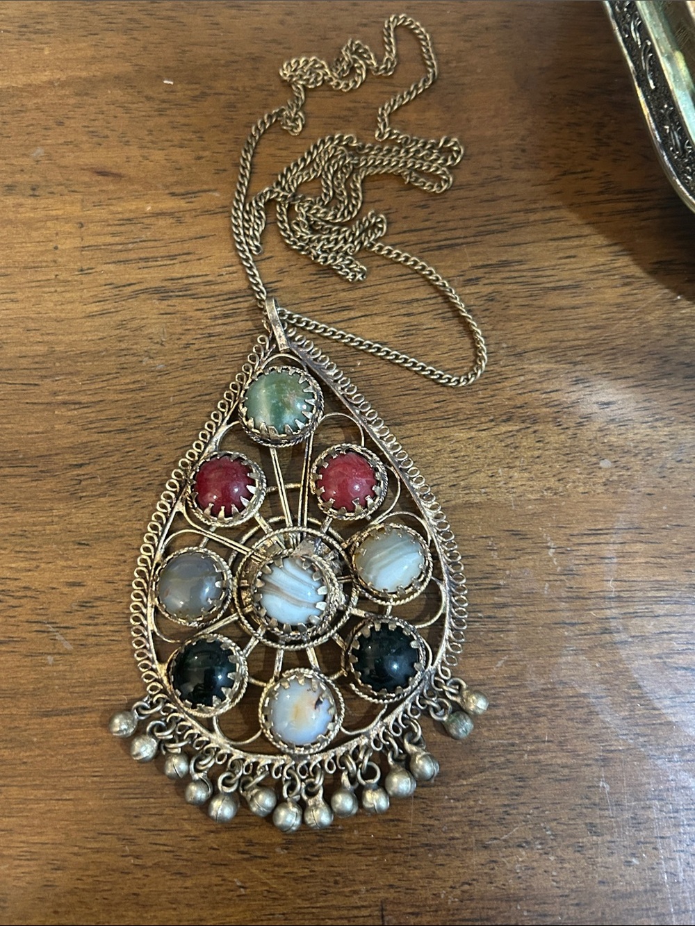 Vintage Silver Plated Multi Colored Gemstone Necklace